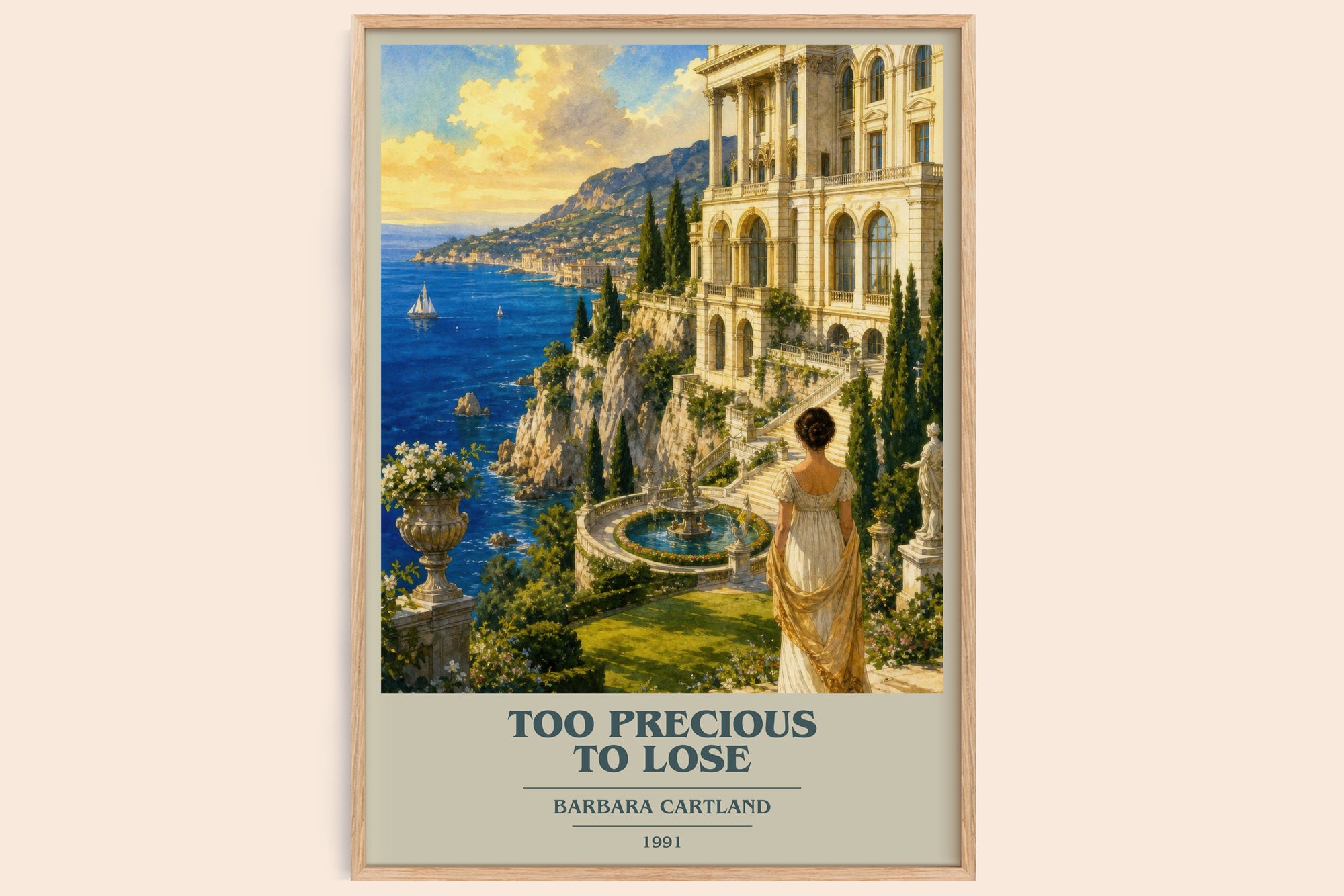Too Precious To Lose book cover book poster by Barbara Cartland – framed literary art print