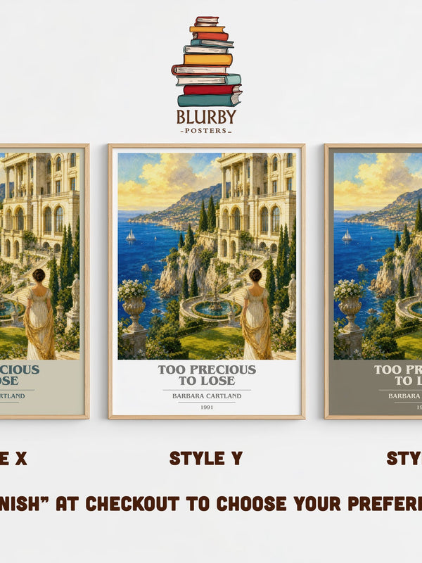 Too Precious To Lose book cover print in frame leaning in hallway – romance wall art