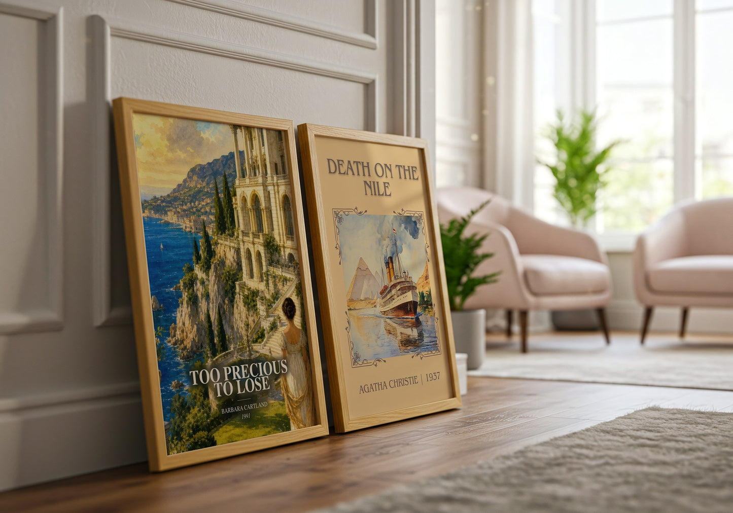 Too Precious To Lose watercolour print framed by window – literary home decor