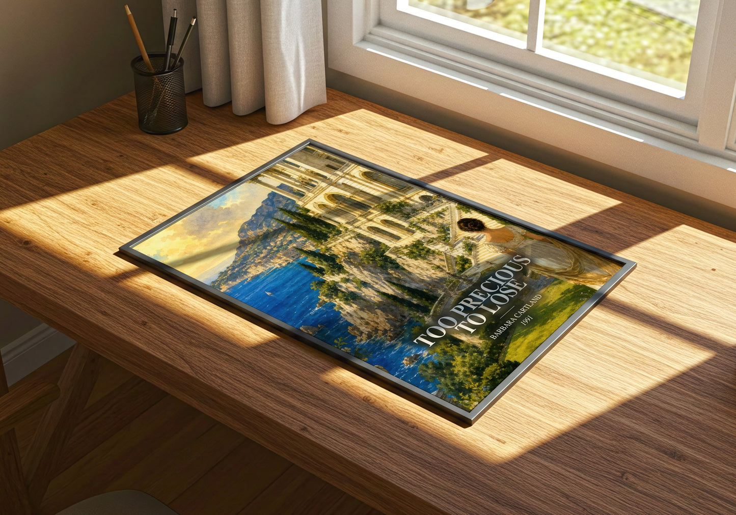 Too Precious To Lose watercolour book poster framed on wall – romance wall art