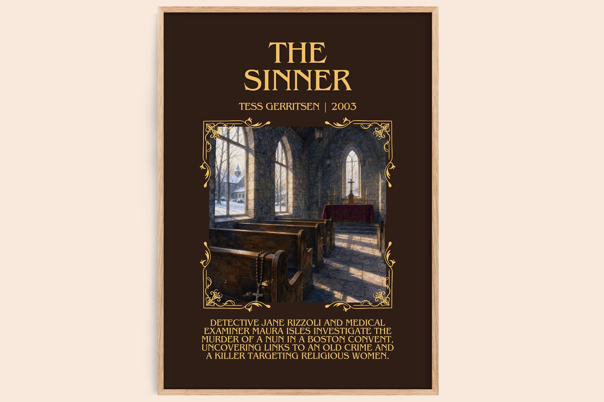 The Sinner Minimalist Book Poster by Tess Gerritsen