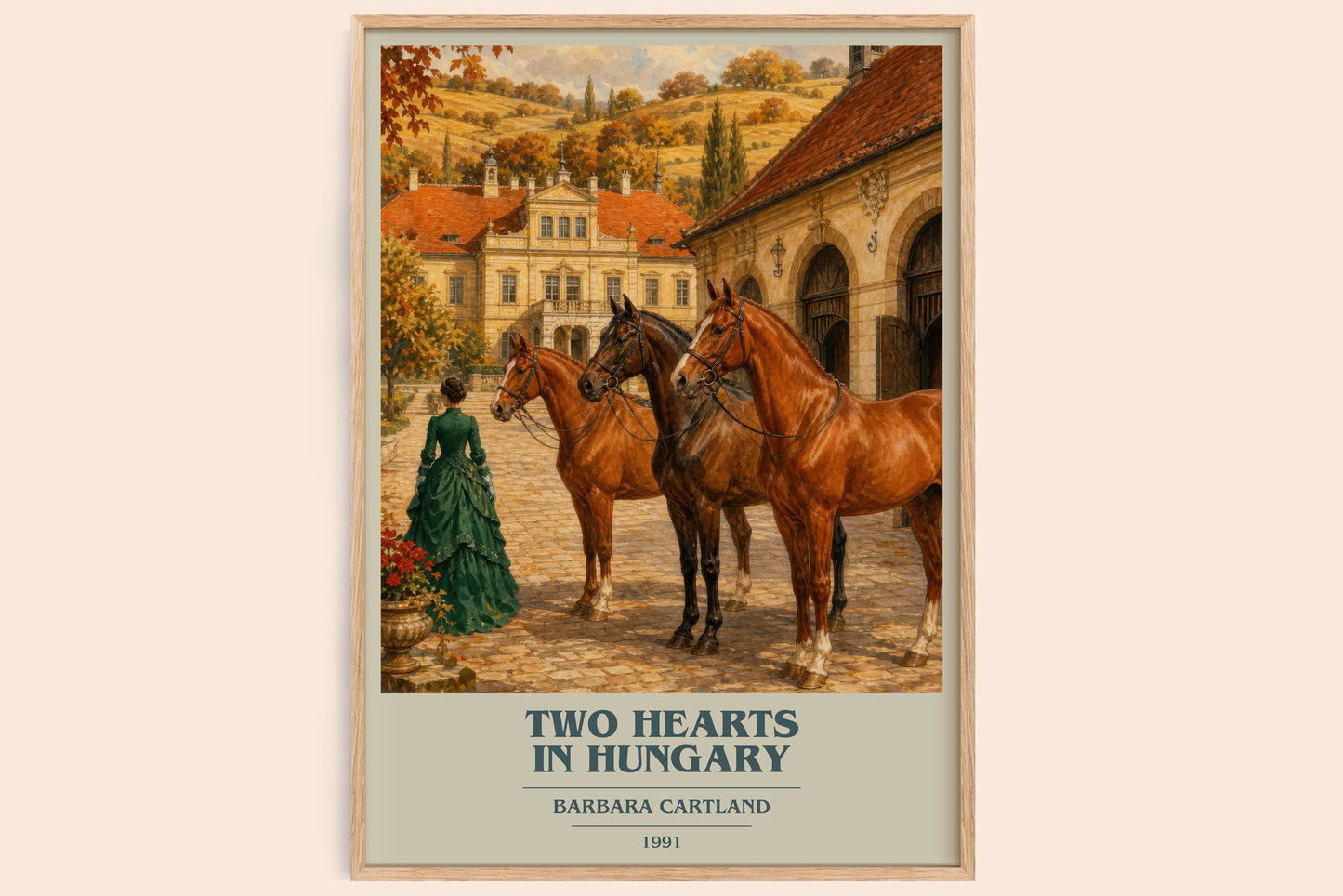 Two Hearts In Hungary book cover book poster by Barbara Cartland – framed literary art print