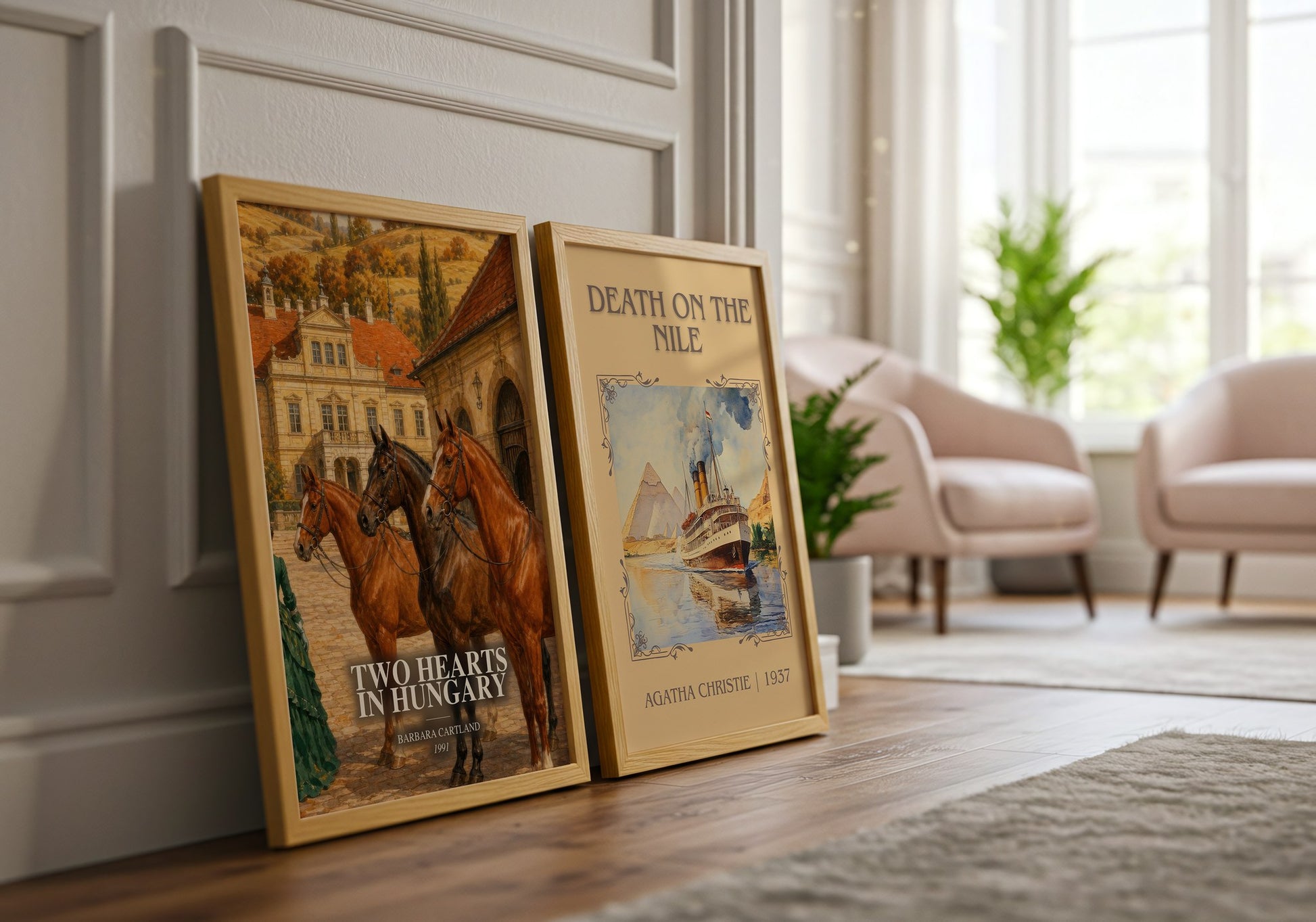 Two Hearts In Hungary watercolour print framed by window – literary home decor