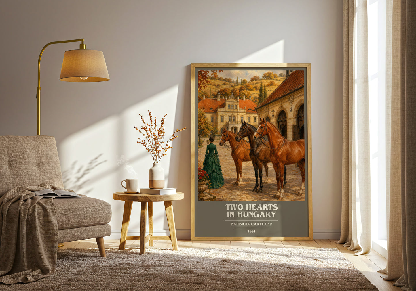 Two Hearts In Hungary book cover print on bookshelf – Barbara Cartland fan gift