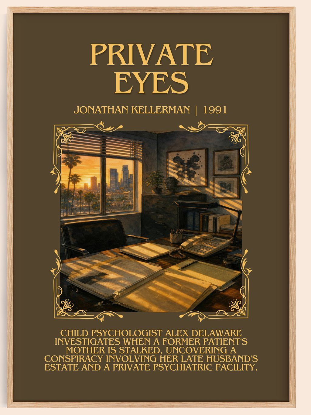 Private Eyes Minimalist Book Poster by Jonathan Kellerman – book poster