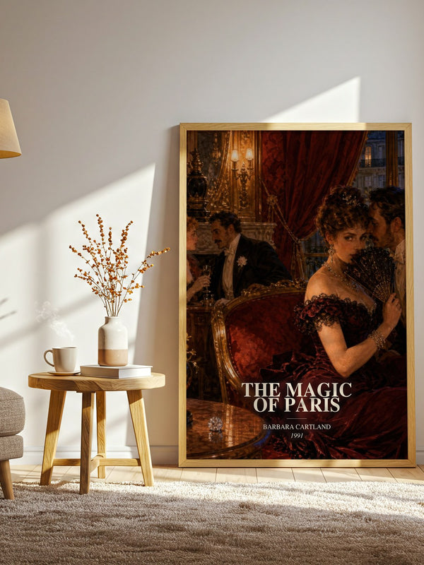 The Magic Of Paris watercolour print in frame leaning in hallway – romance wall art