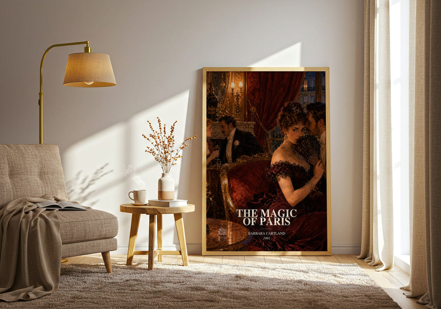 The Magic Of Paris watercolour print in frame leaning in hallway – romance wall art