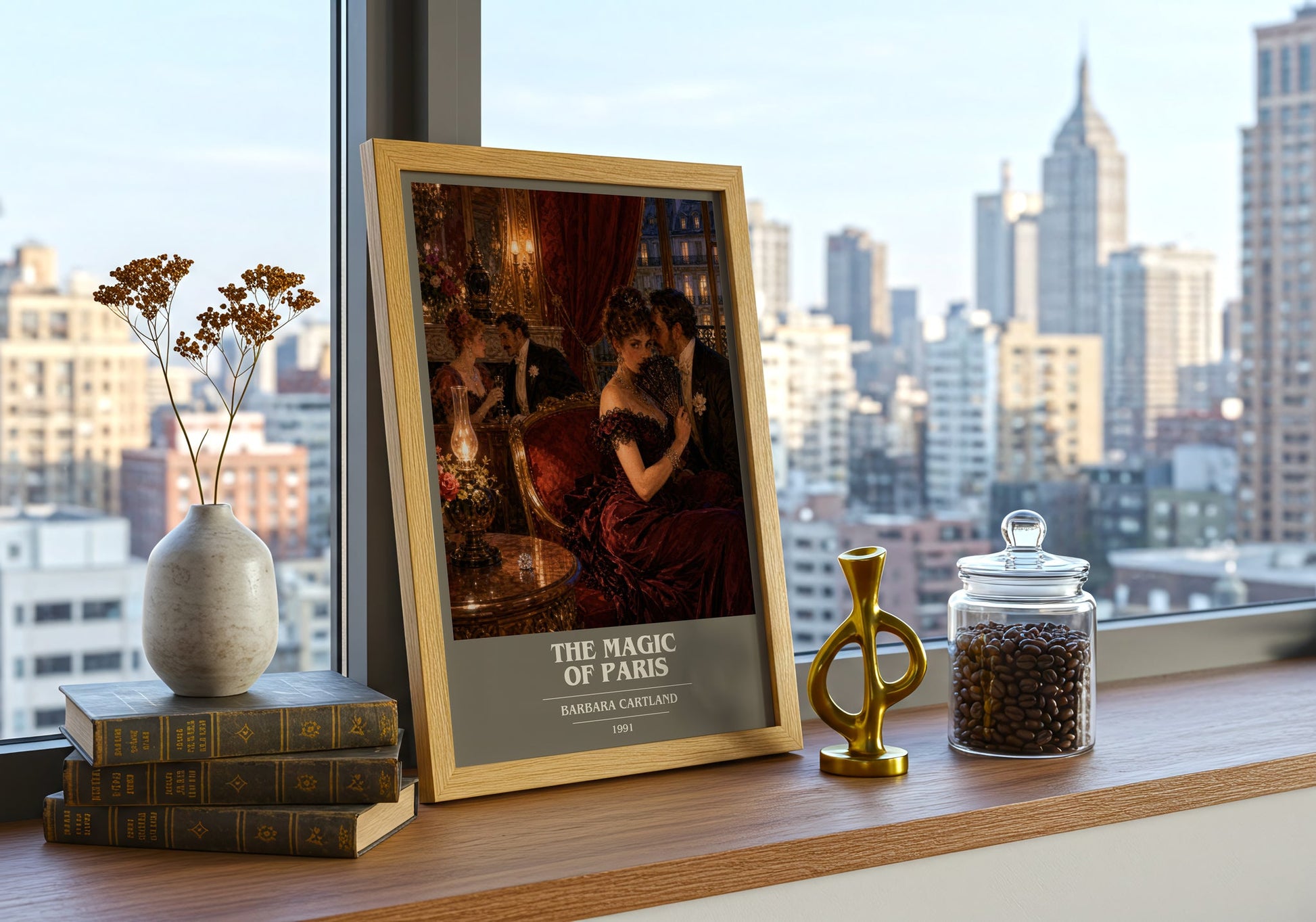 The Magic Of Paris book cover print framed by window – literary home decor