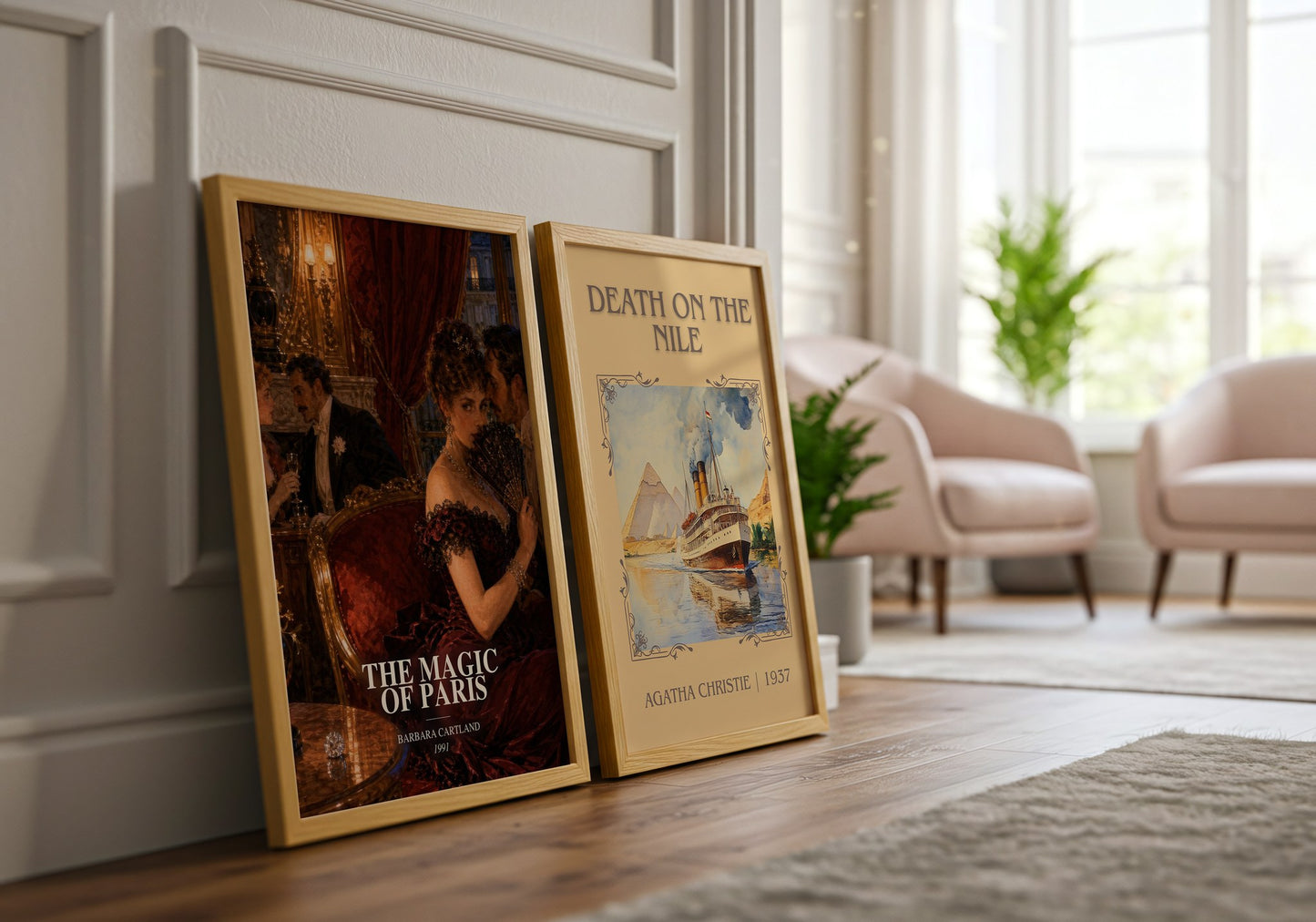 The Magic Of Paris watercolour print framed by window – literary home decor