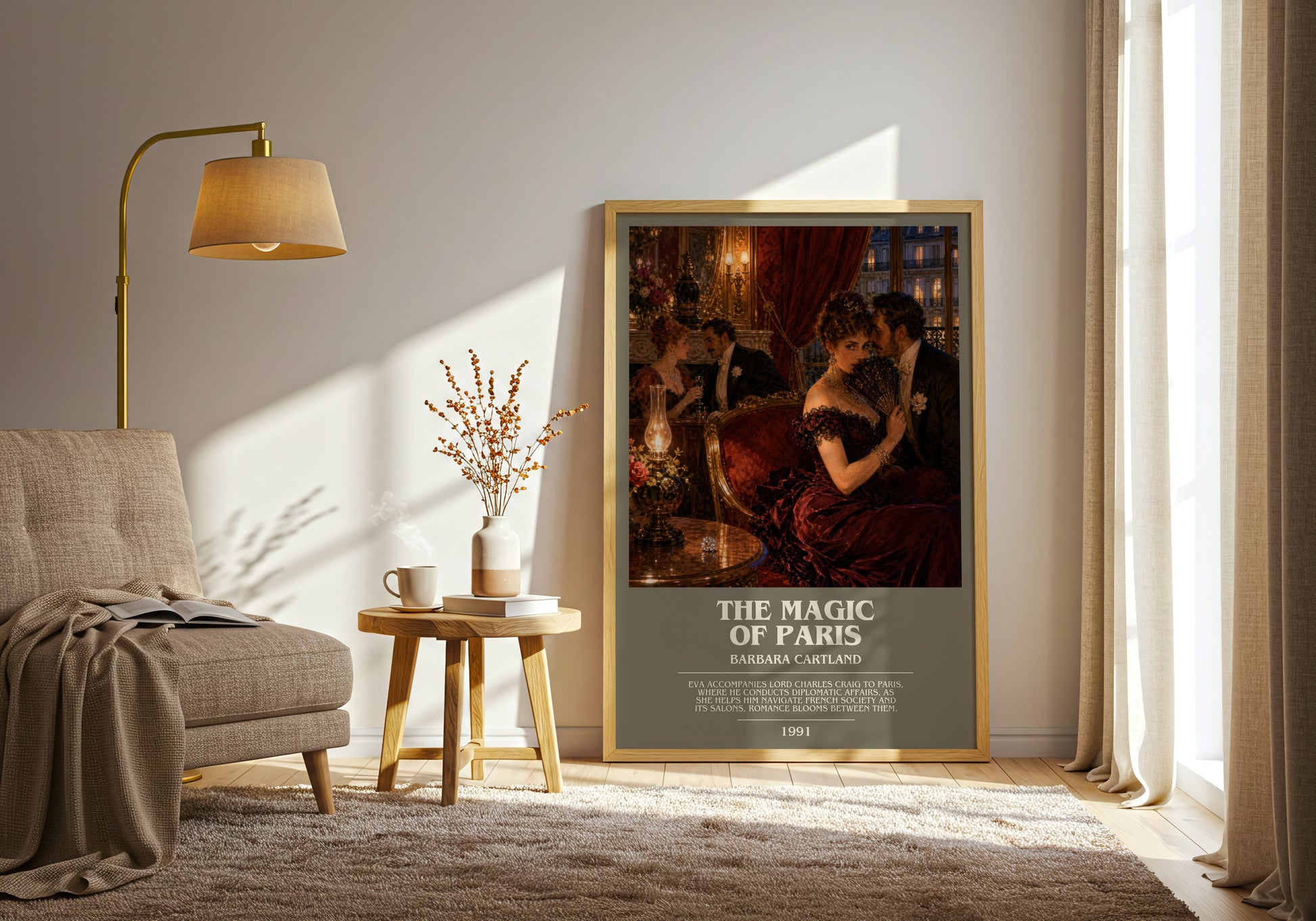 The Magic Of Paris bookish print on bookshelf – Barbara Cartland fan gift