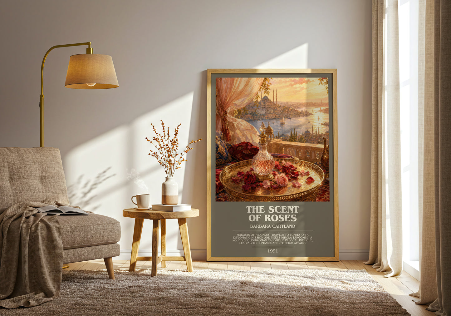The Scent Of Roses bookish print on bookshelf – Barbara Cartland fan gift