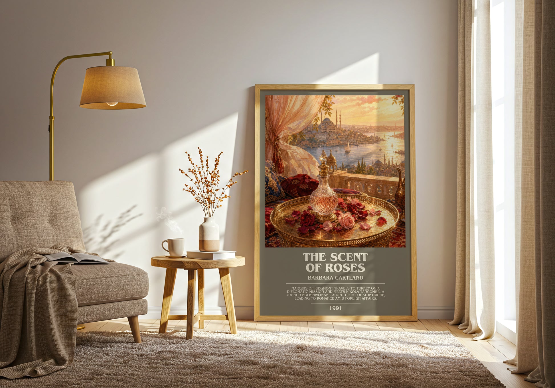The Scent Of Roses bookish print on bookshelf – Barbara Cartland fan gift