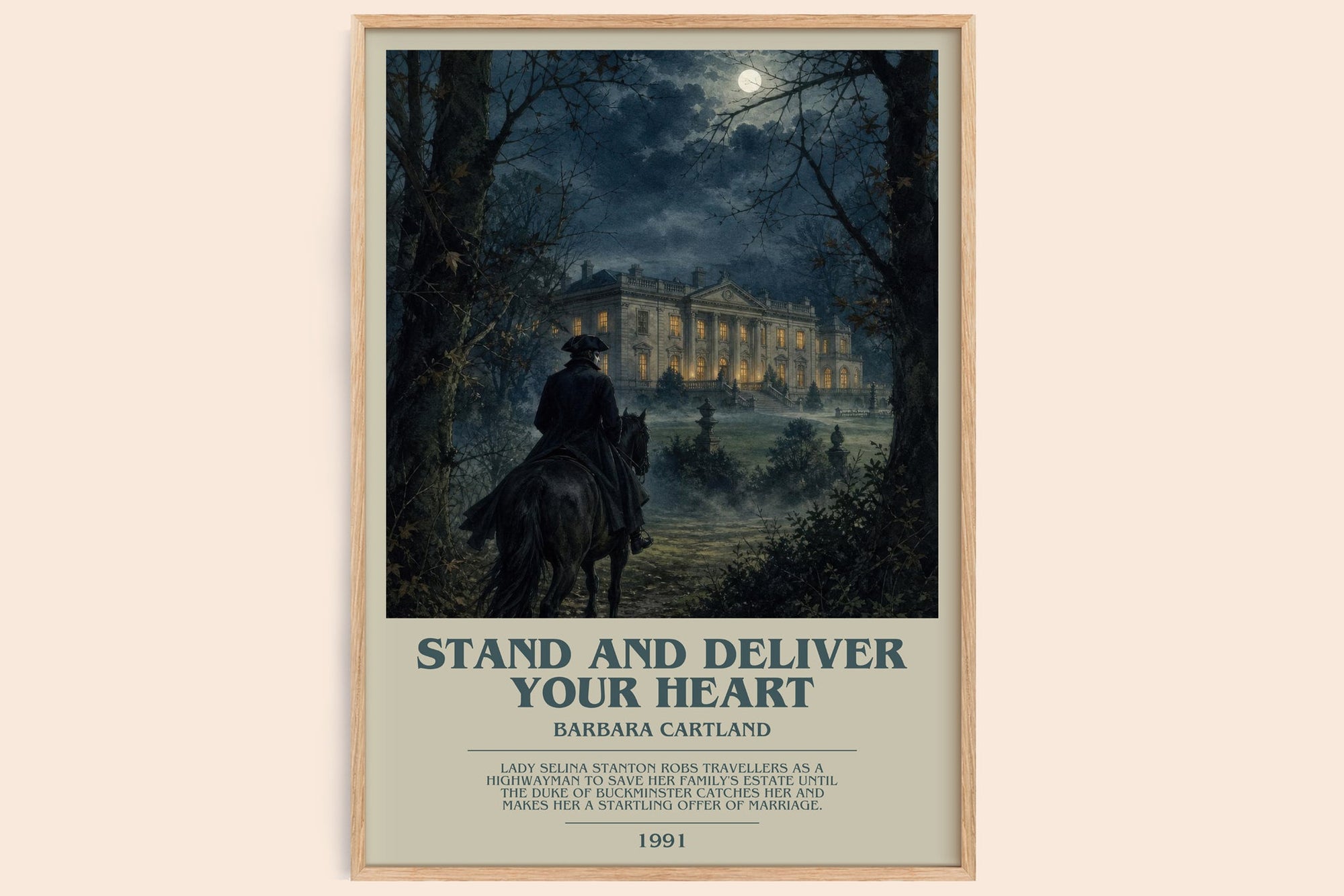 Stand And Deliver Your Heart bookish book poster by Barbara Cartland – framed literary art print