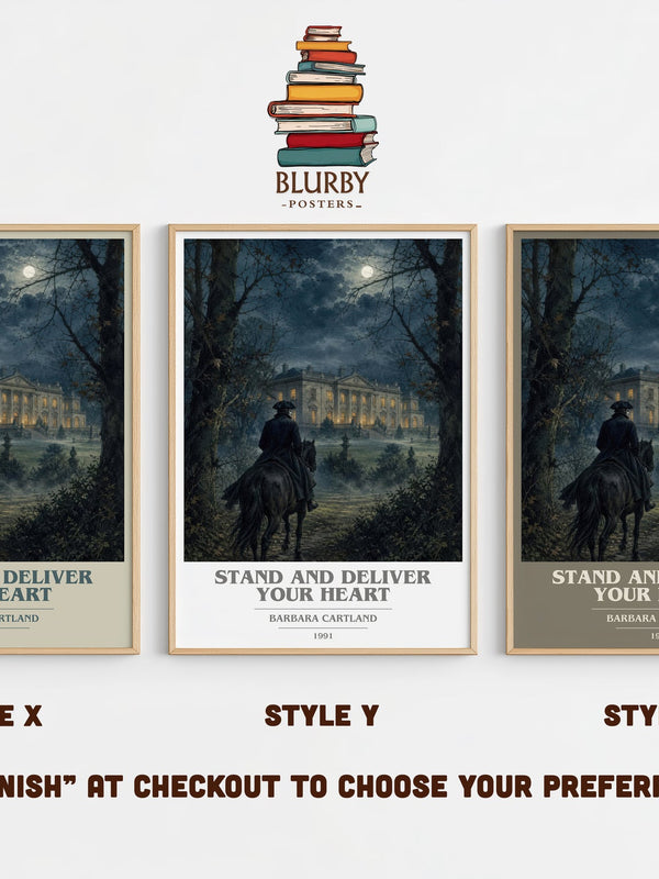 Stand And Deliver Your Heart book cover print in frame leaning in hallway – romance wall art