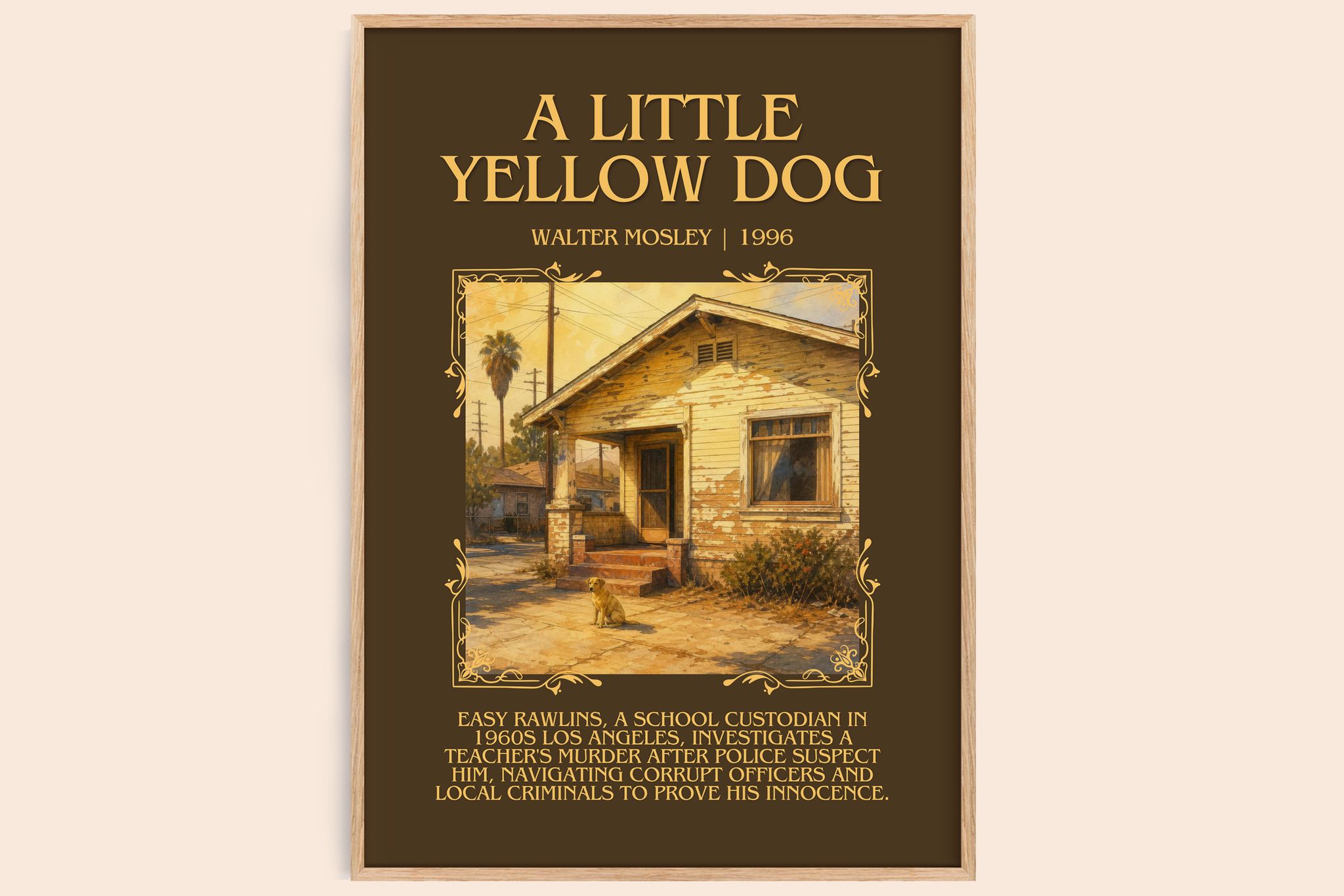 A Little Yellow Dog Minimalist Book Poster by Walter Mosley