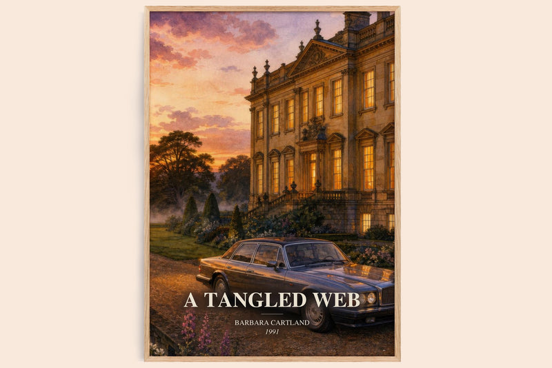 A Tangled Web watercolour book poster by Barbara Cartland – framed literary art print