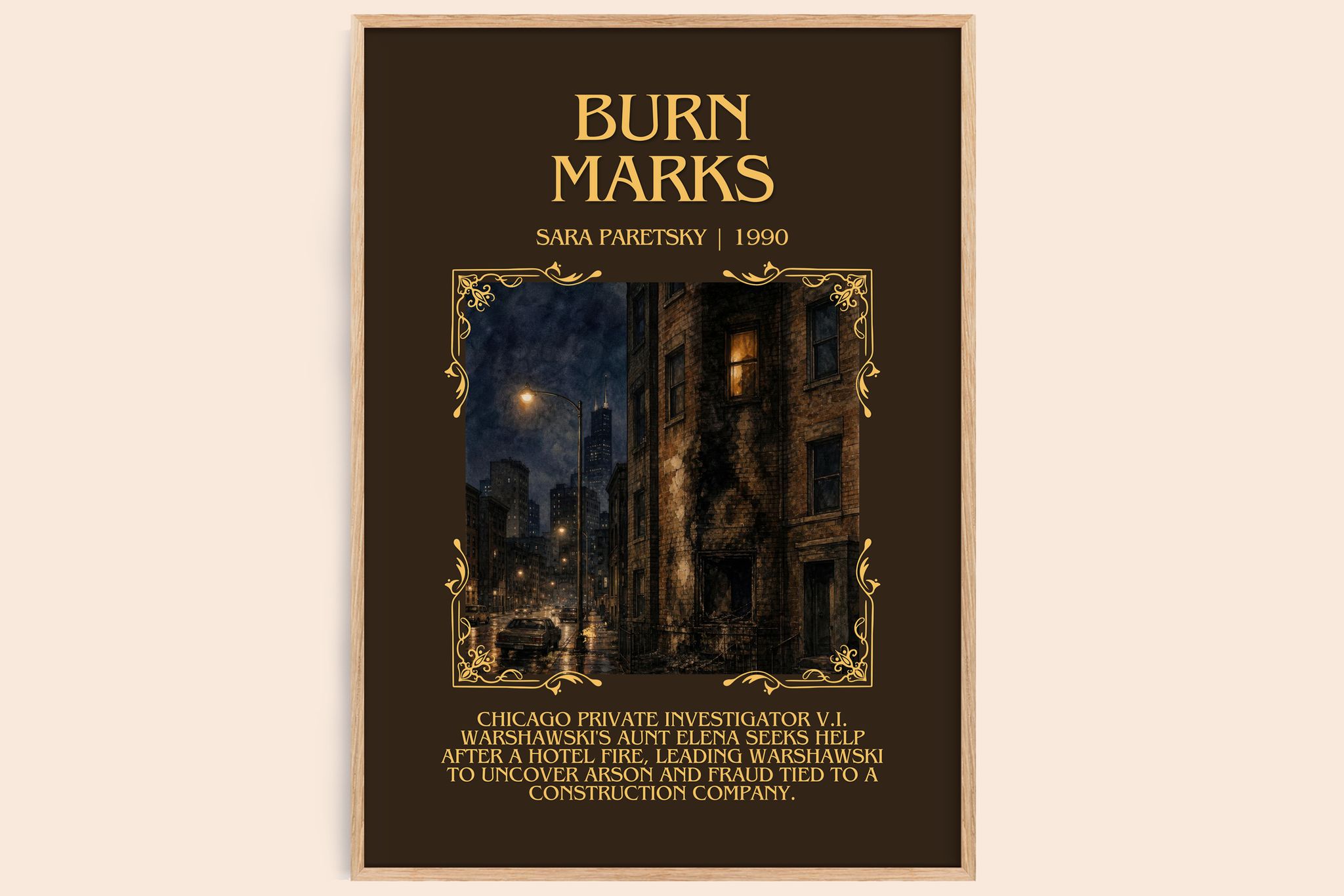 Burn Marks Minimalist Book Poster by Sara Paretsky