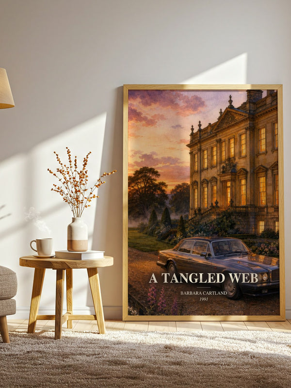 A Tangled Web watercolour print in frame leaning in hallway – romance wall art