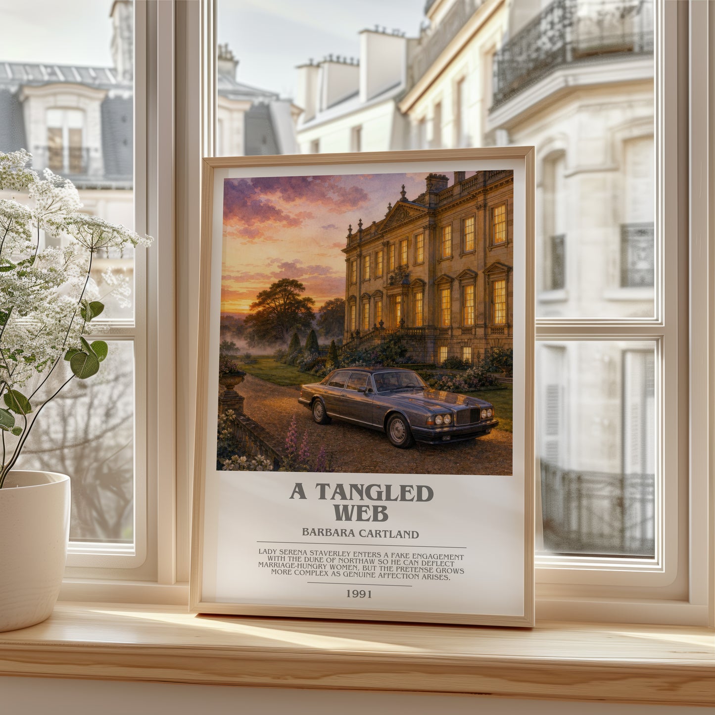 A Tangled Web bookish poster colour and style options – Barbara Cartland book art