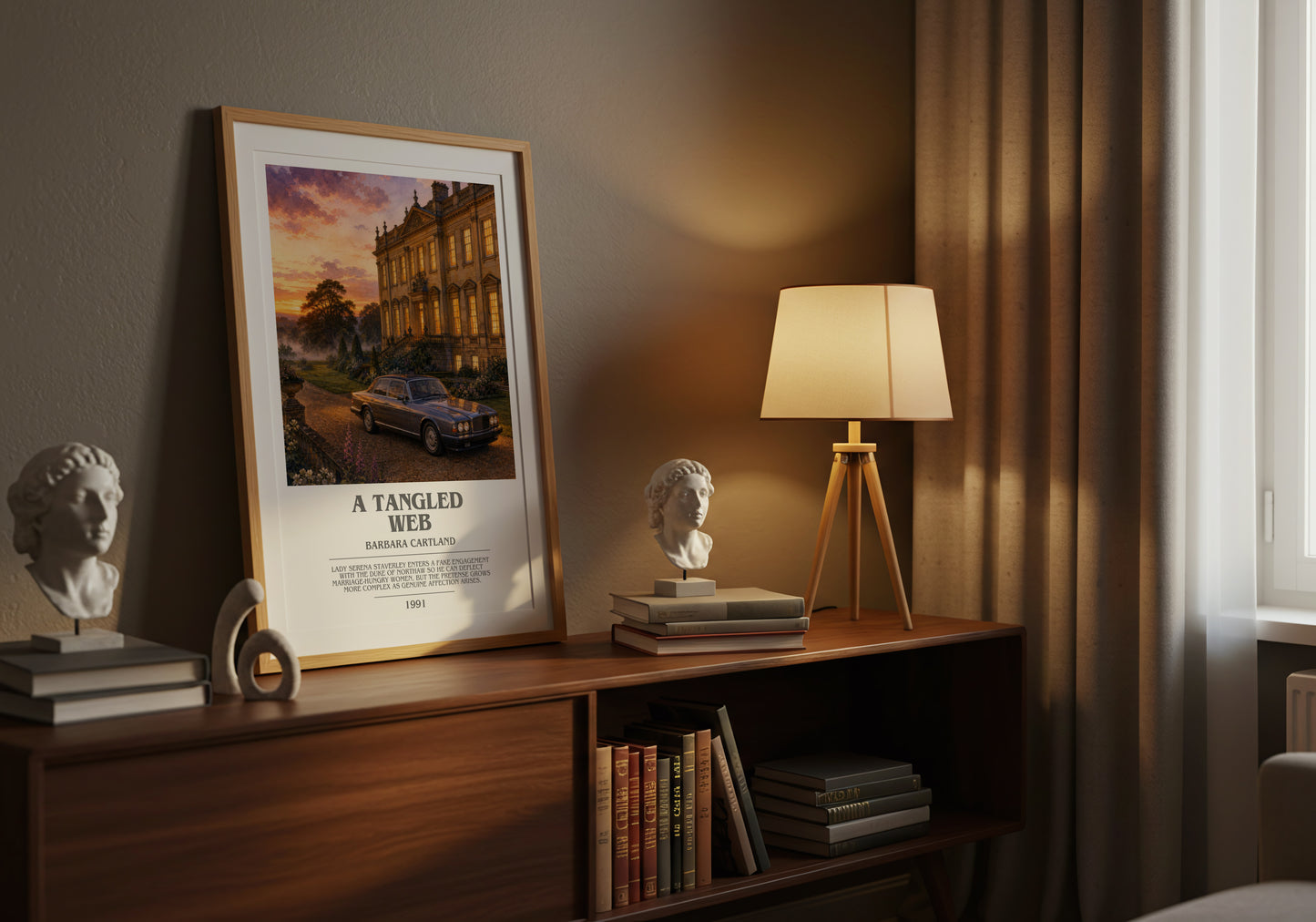 A Tangled Web bookish book poster framed on wall – romance wall art