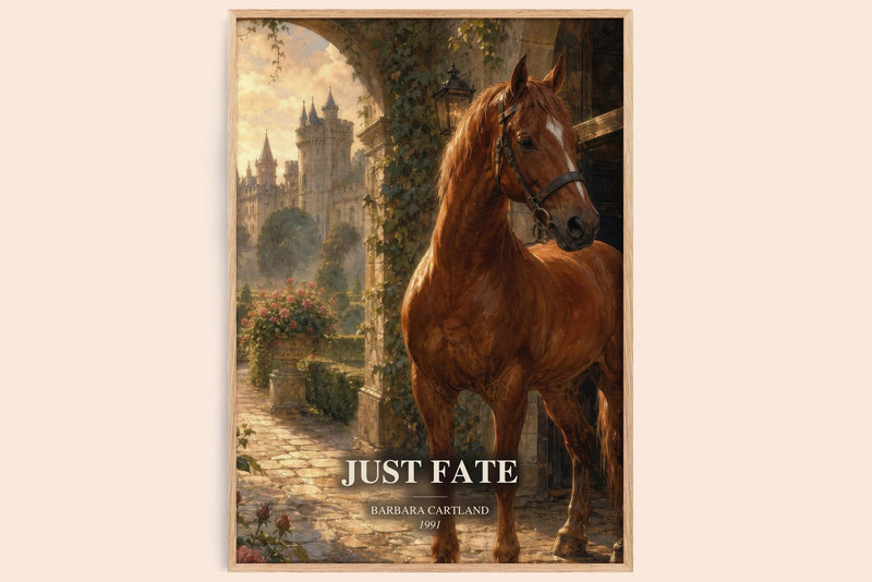 Just Fate watercolour book poster by Barbara Cartland – framed literary art print