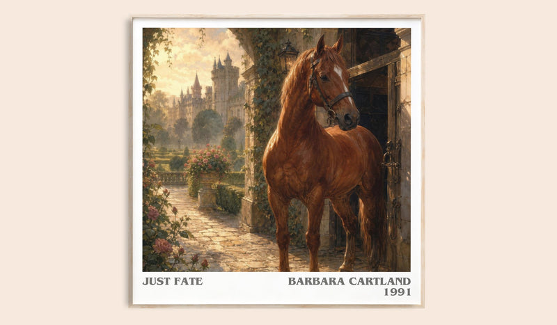 Just Fate literary book poster by Barbara Cartland – framed literary art print