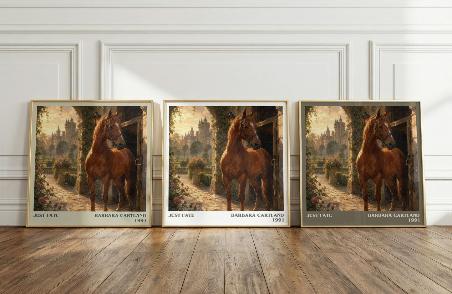 Just Fate literary art print colour and style options – Barbara Cartland book art