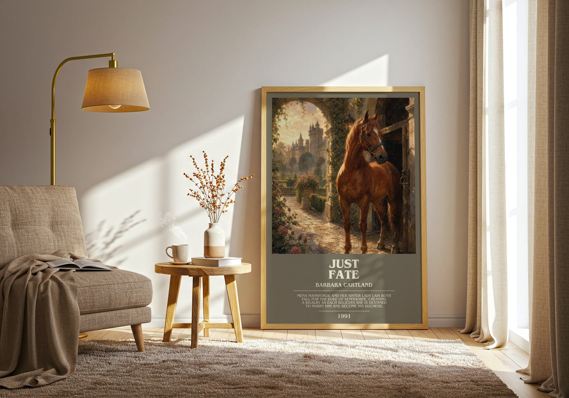 Just Fate bookish print on bookshelf – Barbara Cartland fan gift