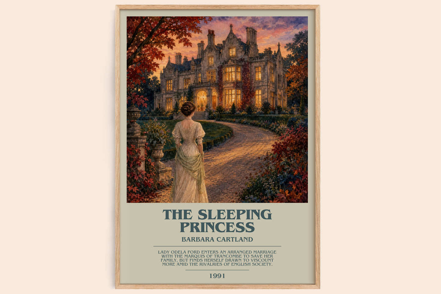The Sleeping Princess bookish book poster by Barbara Cartland – framed literary art print