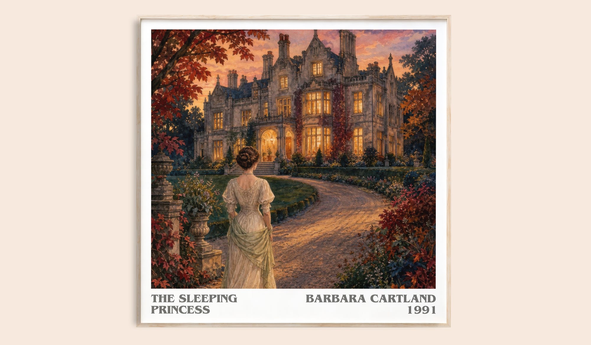The Sleeping Princess literary book poster by Barbara Cartland – framed literary art print