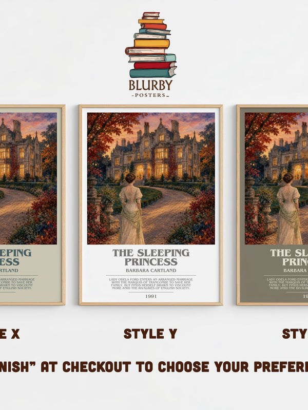 The Sleeping Princess bookish print in frame leaning in hallway – romance wall art