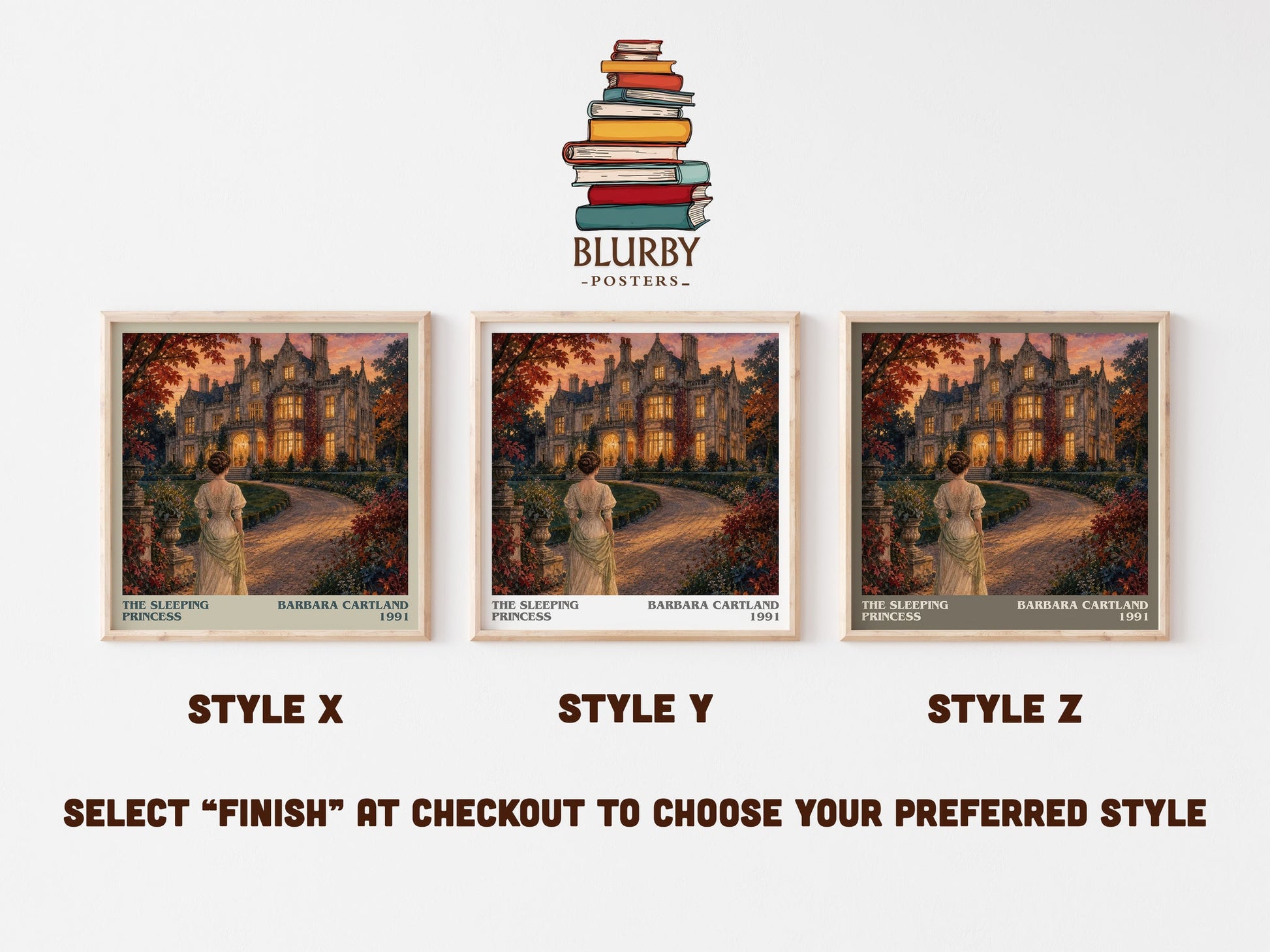 The Sleeping Princess literary print in frame leaning in hallway – romance wall art