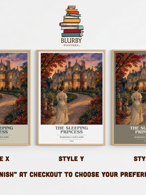 The Sleeping Princess book cover print in frame leaning in hallway – romance wall art