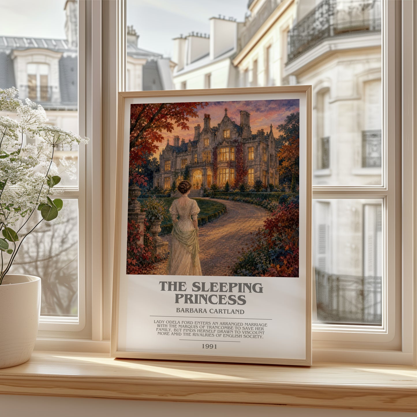 The Sleeping Princess bookish poster colour and style options – Barbara Cartland book art