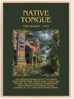 Native Tongue Minimalist Book Poster by Carl Hiaasen – image 1