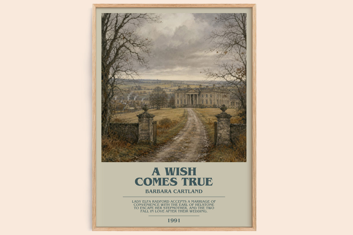 A Wish Comes True bookish book poster by Barbara Cartland – framed literary art print