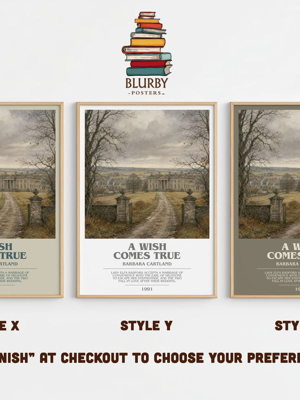 A Wish Comes True bookish print in frame leaning in hallway – romance wall art