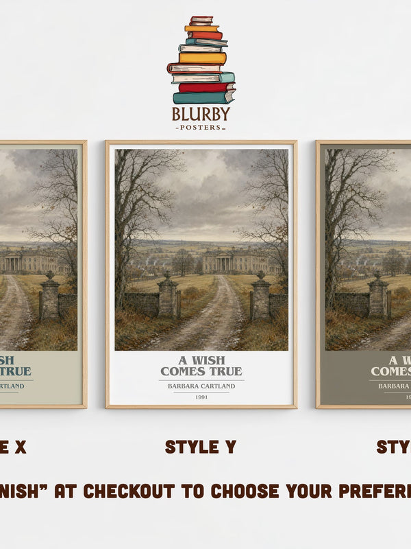 A Wish Comes True book cover print in frame leaning in hallway – romance wall art