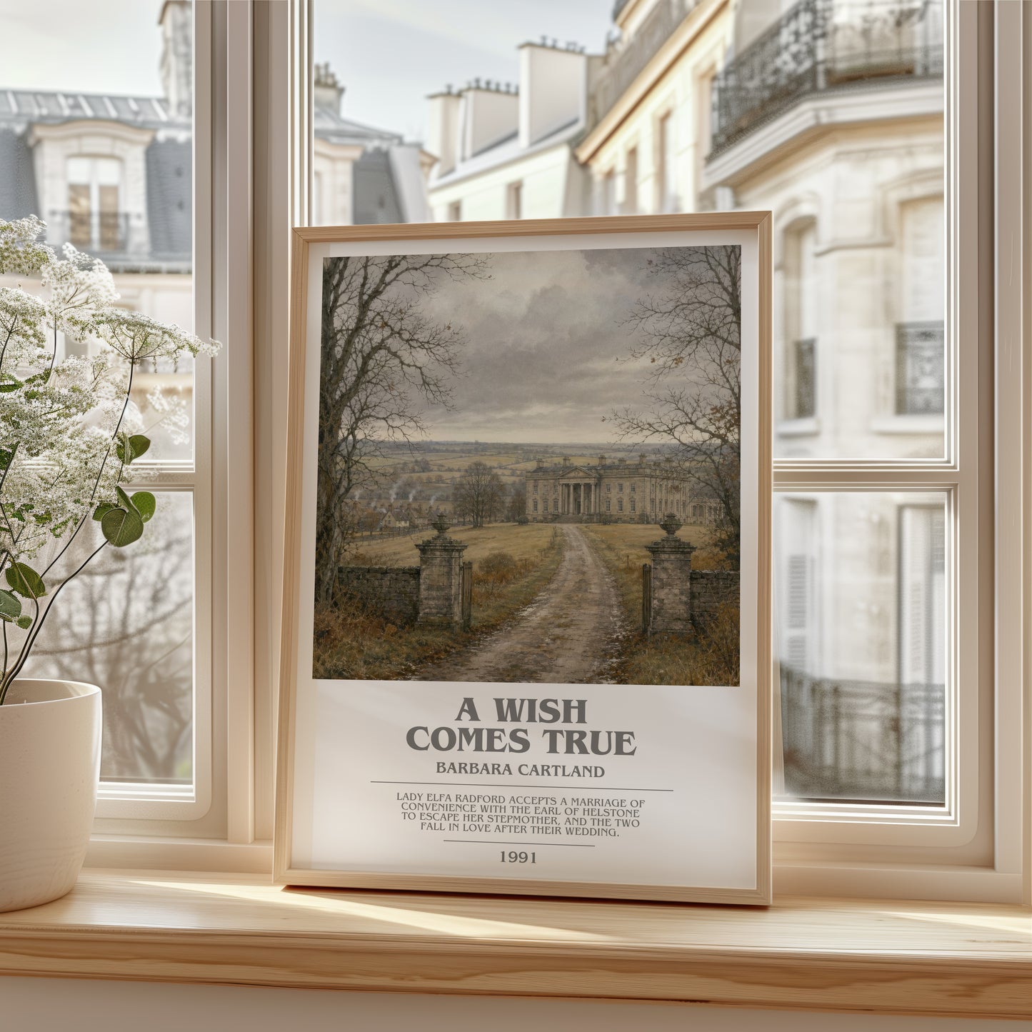 A Wish Comes True bookish poster colour and style options – Barbara Cartland book art