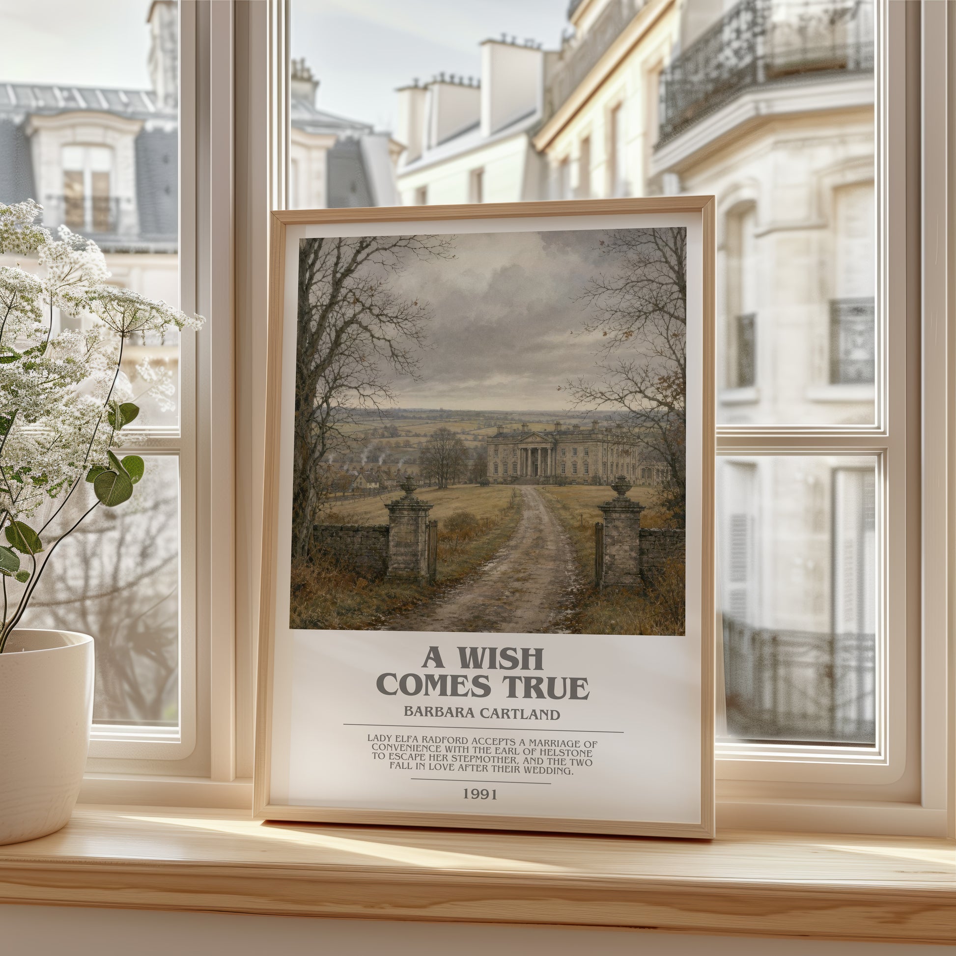 A Wish Comes True bookish poster colour and style options – Barbara Cartland book art