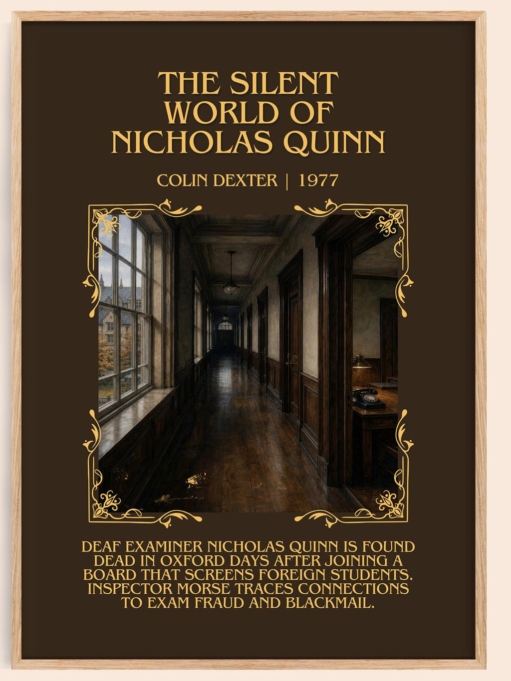 Silent World of Nicholas Quinn Minimalist Book Poster by Colin Dexter – book poster