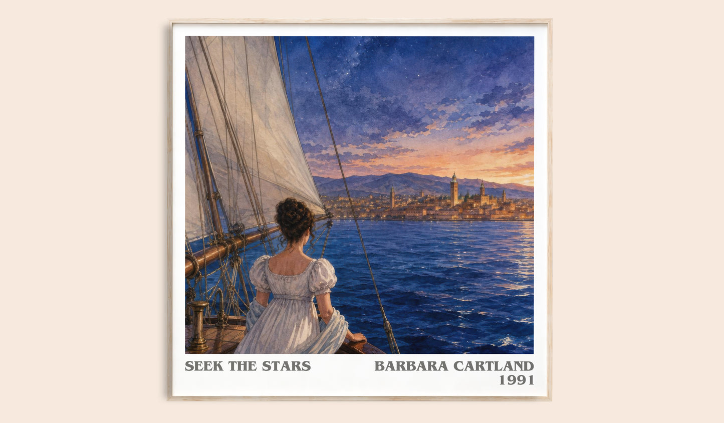 Seek The Stars literary book poster by Barbara Cartland – framed literary art print