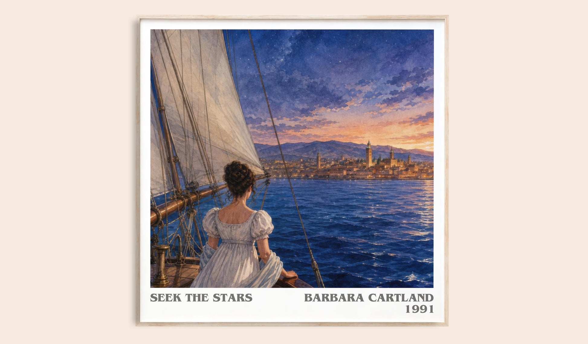 Seek The Stars literary book poster by Barbara Cartland – framed literary art print