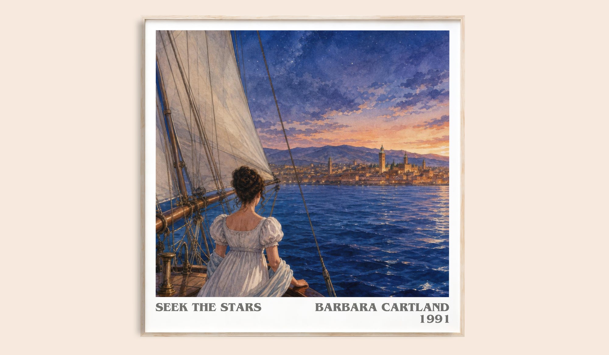 Seek The Stars literary book poster by Barbara Cartland – framed literary art print