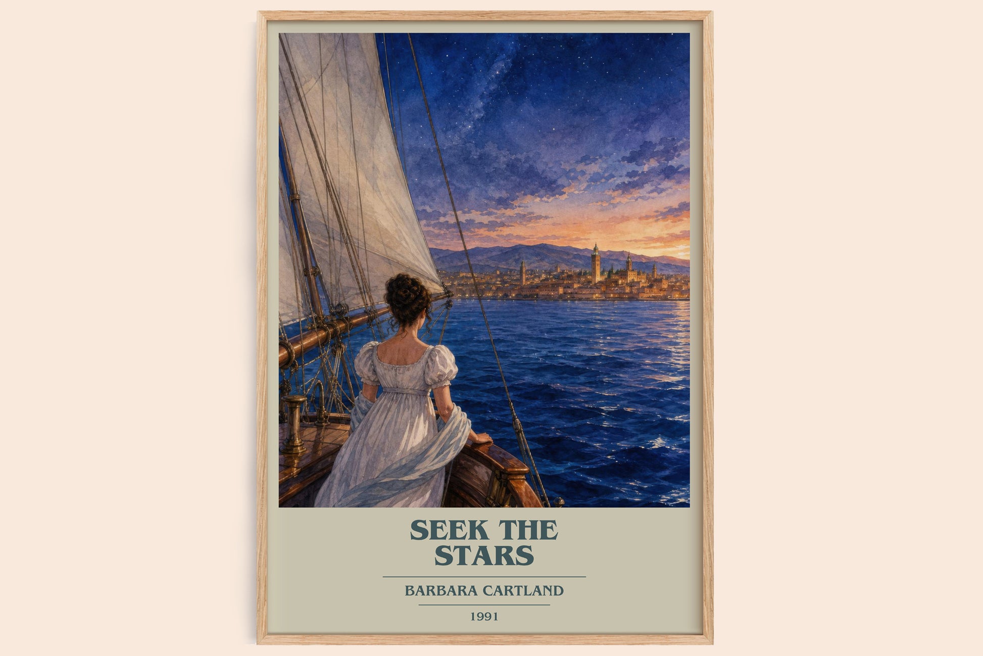 Seek The Stars book cover book poster by Barbara Cartland – framed literary art print