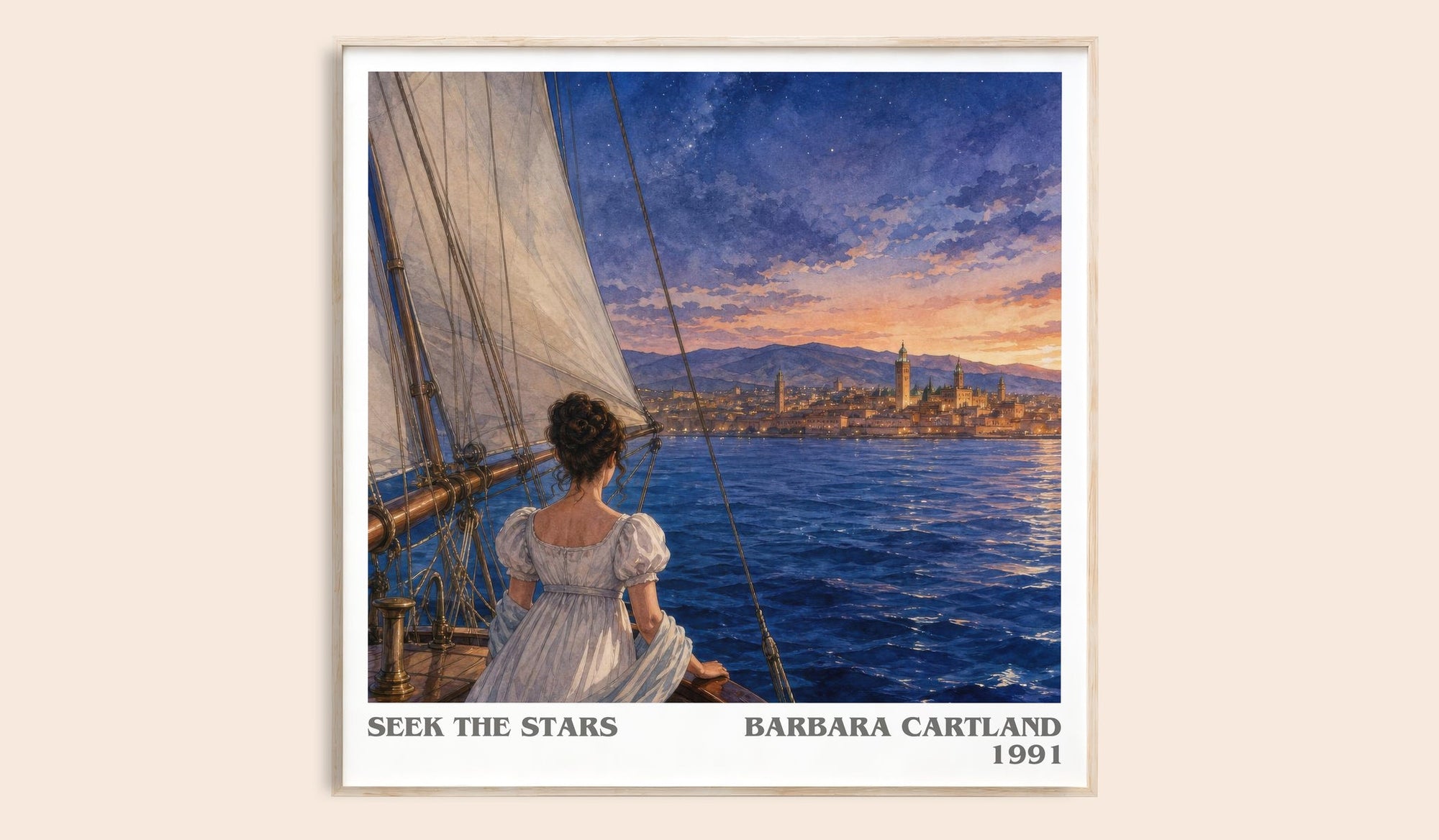 Seek The Stars literary book poster by Barbara Cartland – framed literary art print
