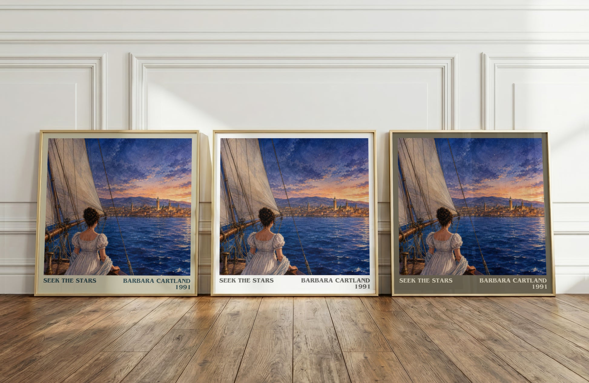 Seek The Stars literary art print colour and style options – Barbara Cartland book art