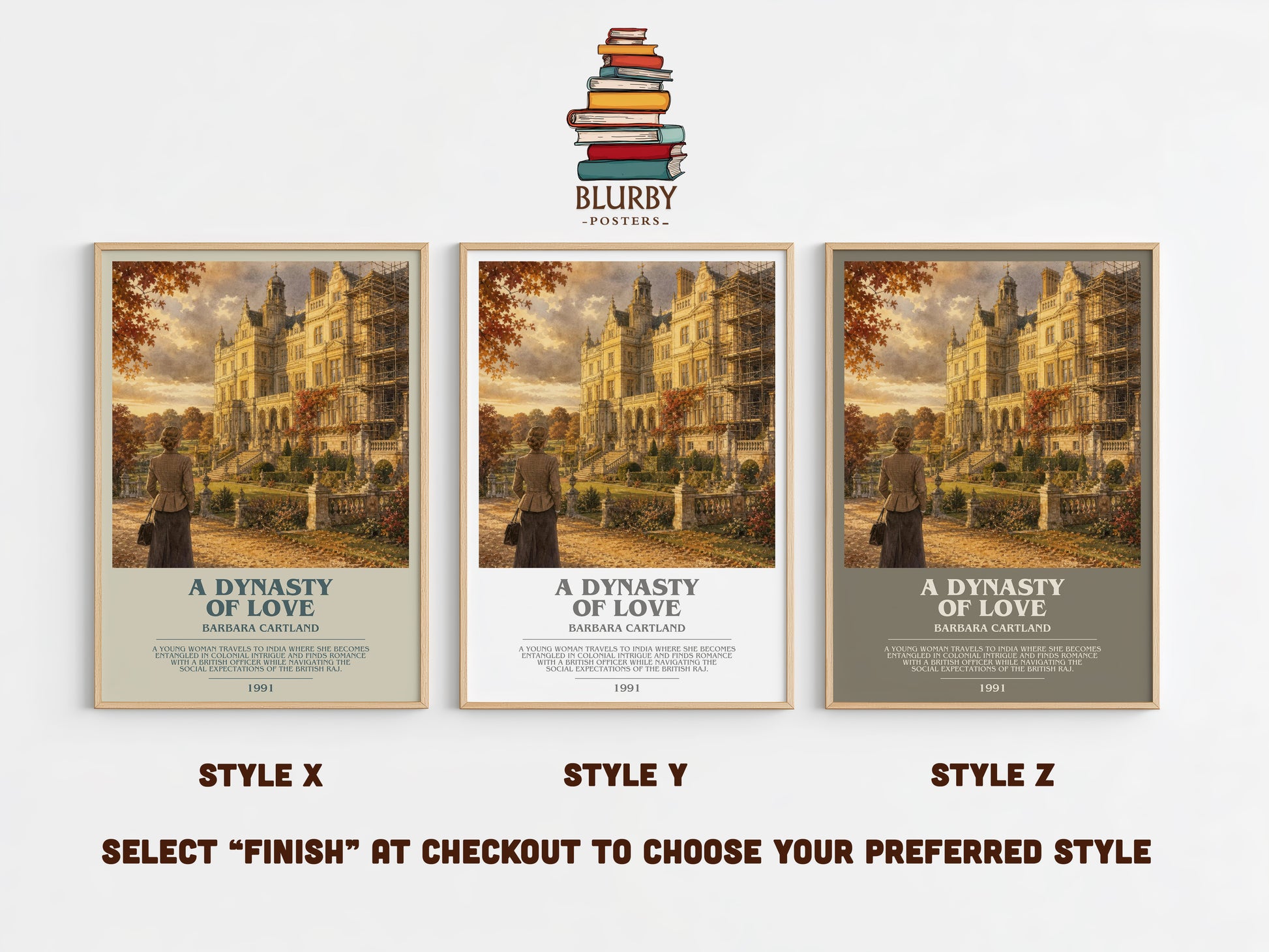 A Dynasty Of Love bookish print in frame leaning in hallway – romance wall art