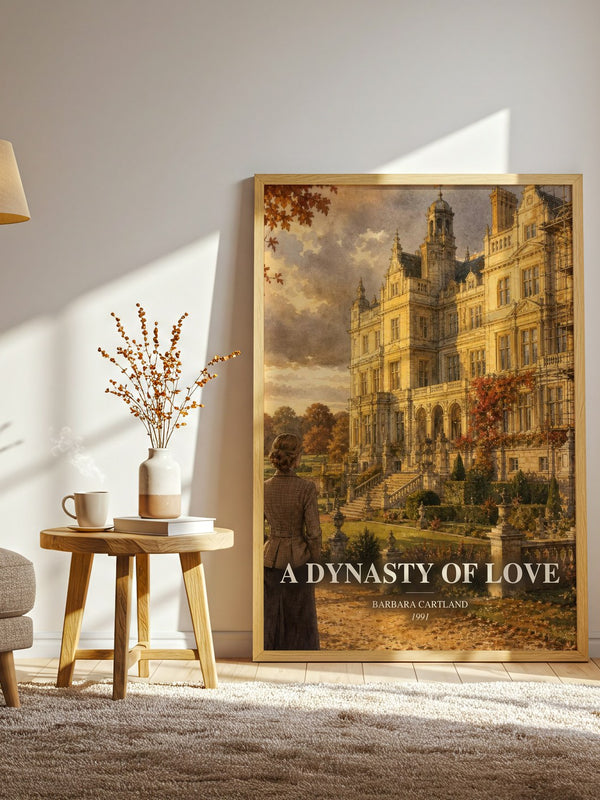 A Dynasty Of Love watercolour print in frame leaning in hallway – romance wall art