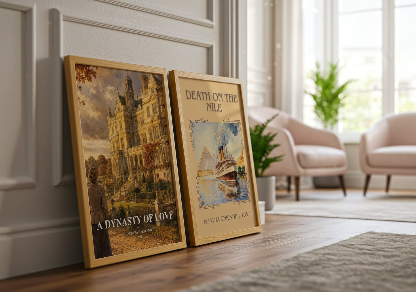A Dynasty Of Love watercolour print framed by window – literary home decor